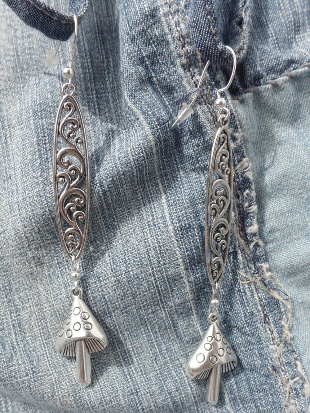 Hand Crafted Filigree MUSHROOM Drop Earrings